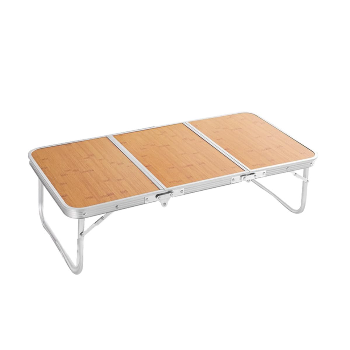 Lurrose Tavolo da Campeggio Tavolino Portatile Versatile in Alluminio e Bambù Pieghevole Leggero e Facile da Trasportare, per Pesca e Attività All'aperto per Picnic