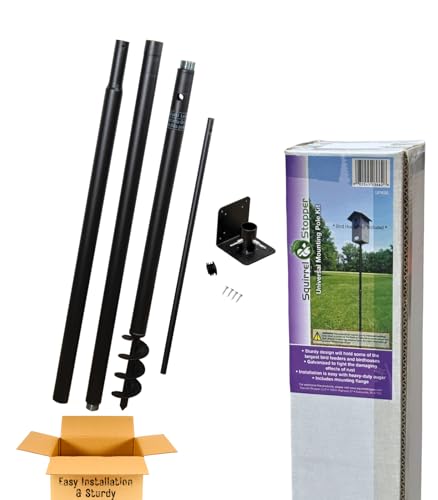 Universal Mounting Pole Kit - Great for Post-Mounted Bird Houses and Bird Feeders, Heavy Duty Pole with Threaded Connections