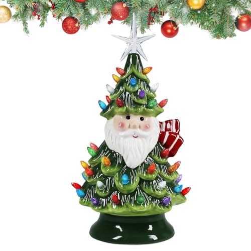 Árbol de Navidad de mesa, lámpara decorativa de Papá Noel para bombillas multicolor, luz nocturna festiva con brillo navideño, lámparas de escritorio de Navidad para dormitorio, cocina, baño, 16/10/10