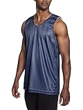 Mens Reversible Basketball Jersey Premium Moisture Wicking Mesh Tank Top (Large, 1ih05_Navy)