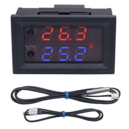 Twidec/DC 12V Temperature Controller Programmable -50 to 110 ℃ (-58 to 230 °F) Red/Blue LED Display Monitor Heating/Cooling Thermostat Control Module with NTC 10K Waterproof Sensor Probe