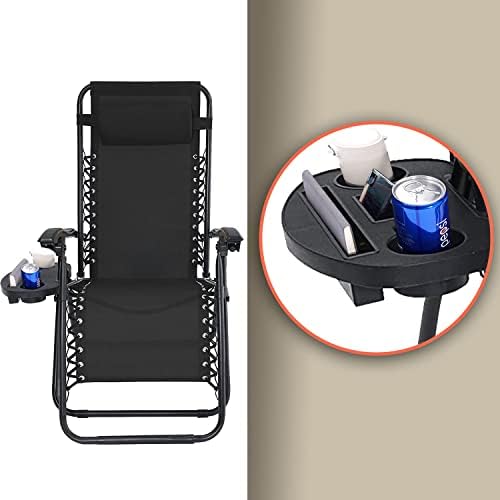 Aspect Zero Gravity Chair Patio Folding Lawn Lounge Chairs Outdoor Lounge Gravity Chair Camp Reclining Lounge Chair with Cup Holder Pillows for Poolside Backyard and Beach Set of 2 - Black