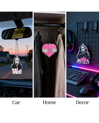 Image of 5Pcs Pink Ghost Car Air Fresheners, Cute Horror Car Interior Accessories Hanging Scents Anime Freshener Automotive Room Decor for Women Teen Girls Gift