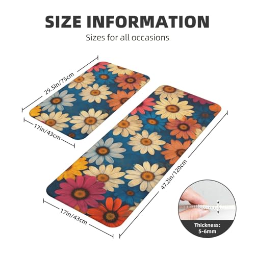 Tapetes de cocina cómodos con base antideslizante y estampado artístico floral 4