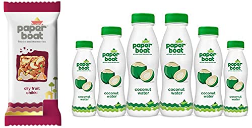 Image of Paper Boat Dry Fruit Chikki, No Added Preservatives and Colours (Pack of 10, 25g Each) + Paper Boat Coconut Water, Refreshing Coconut Flavour, Vital Minerals (Pack of 6, 200ml Each)