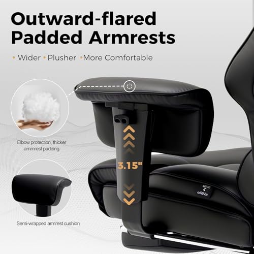 Image of GTPLAYER Big and Tall Gaming Chair 400lbs Heavy Duty Office Chair with Foot Rest & Ergonomic Pocket Spring Cushion, High Back Lumbar Support for Lower Back Pain Relief, Ergo Black