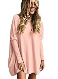 LIYOHON Women's Tunic Tops for Leggings Plain Oversized Shirts Batwing Long Sleeve Fall Loose Fitting Tops Tunics 2021 Pink-S
