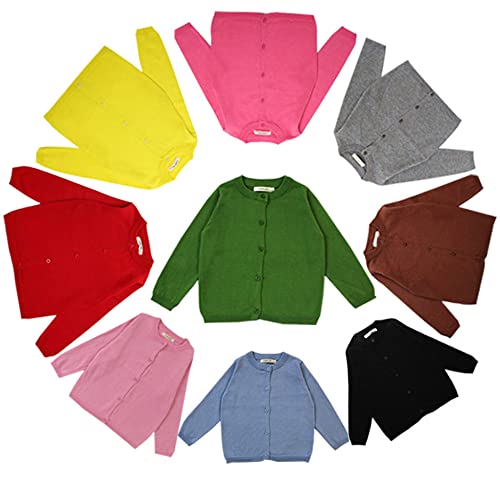 Girls Crewneck Cardigan Solid Cotton Long Sleeve Button Sweater Uniform Sweaters for Little Girls2