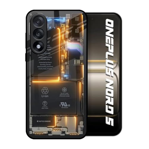 Image of Designer Tempered Glass Back Case Cover Compatible with OnePlus Nord 5 5G | Glow Up Skeleton