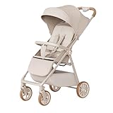 XUNJIE Pour Poussette, Pour Les Bébés De La Naissance À 3 Ans, Ne Pèse Que 5,3 Kg, Pliage Facile Et Compact, Grand Panier De Courses, Ultra-fin Comme Une Carte (Beige,Standard version)