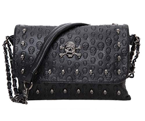Punk Women Shoulder Top-handle Bag Skull Chain SatchelTote Handbag Purse Clutch