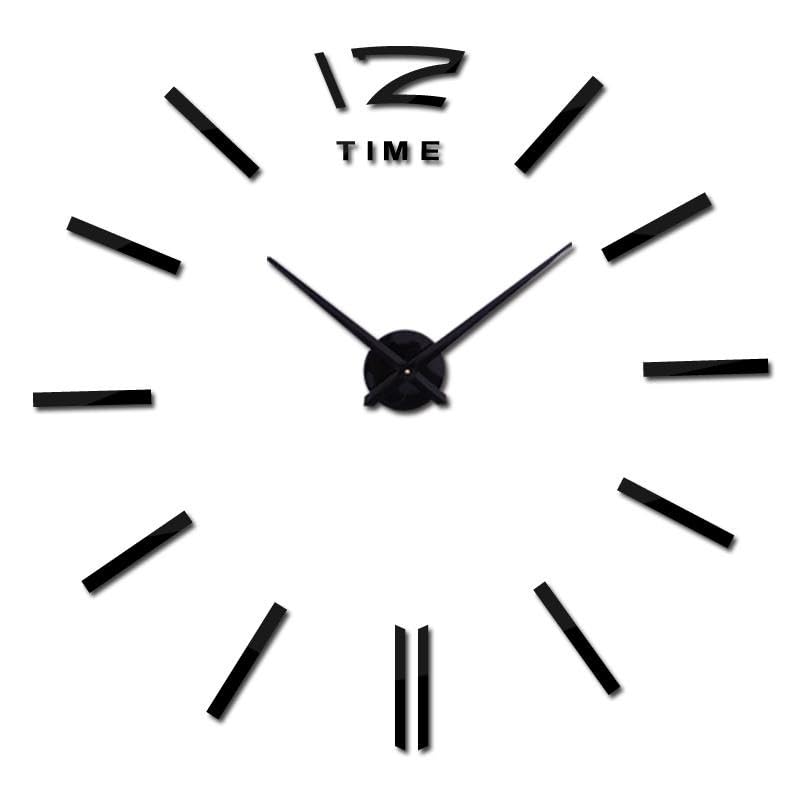 FBUK - Reloj de pared creativo 3D sin marco, moderno, decorativo, funciona con pilas, reloj de cuarzo para sala de estar, dormitorio y oficina (negro, 27 pulgadas)
