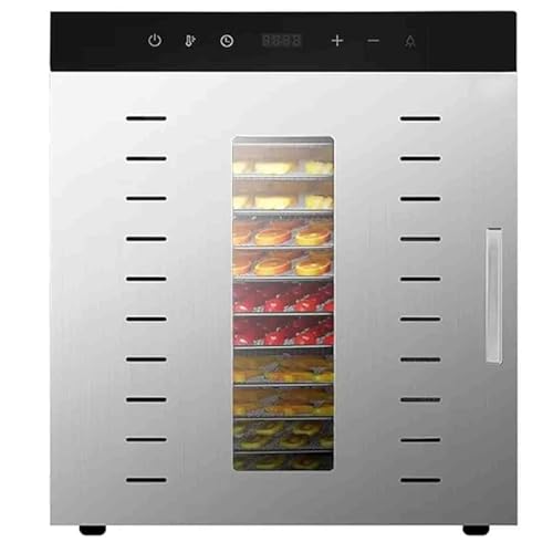RIQHTIK Deshidratador de Alimentos de Acero Inoxidable de 12 Capas, 1000 W, Ideal para Alimentos, Carne Seca, Hierbas, Carne, Fruta y golosinas para Perros