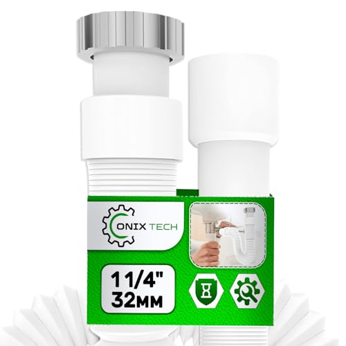 Flexible Sifon Tamaño 1 1/4' x 32 mm Completo con Tuerca de Latón y Junta Tórica para Cocina Fregadero Lavabo y Bidé - Garantía de 5 Años - ONIX TECH