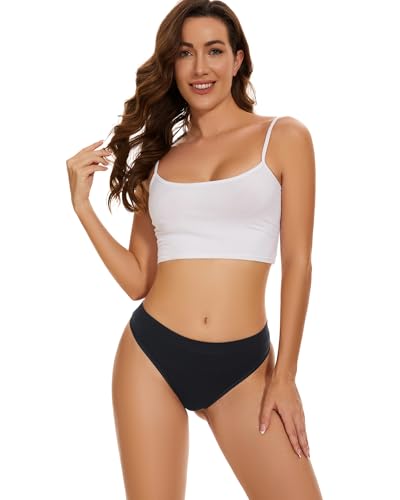 VOENXE Nahtloser String Tanga Damen,Hohe Taille Sport Unterwäsche Frauen Mehrpack mit Breitem Bund,Unsichtbarer Seamless Slip für Fitness Alltag aus Nylon,Invisible Women Thong Underwear,5er Pack