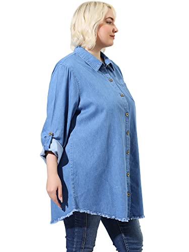 Agnes Orinda Plus Size Shirts for Women Chambray Top Button Down Denim Shirts Tops 20254
