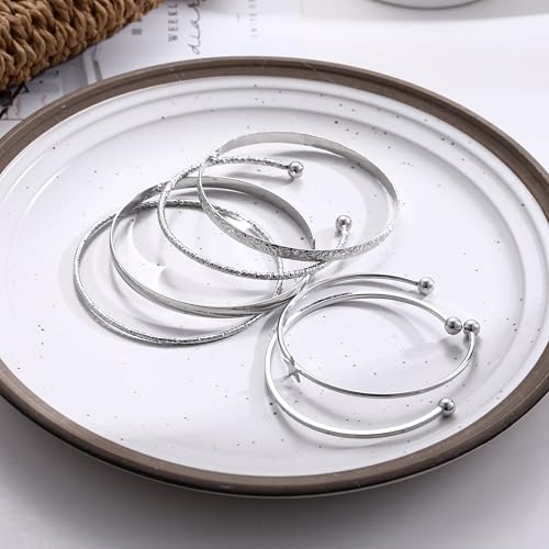 Image of IF ME Gold Bangle Bracelets for Women, Indian Bangles Stackable Set, Multi Layer Textured 18K Gold Plated Chunky Bracelets Boho Jewelrys Set
