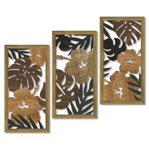 Panneaux muraux floraux tropicaux pour salon et chambre au style rustique naturel