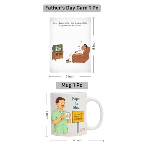 Image of Party Propz Happy Fathers Day Greeting Card and Mug Kit - 2 Pcs Coffee Mug for Dad with Greeting Card, Papa ka Mug, Best Dad Gifts, Fathers Day Gift, Gifts for Papa (Cardstock, Ceramic)