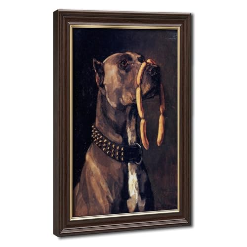 Impression sur toile chien avec saucisse de Trubner 40x61cm