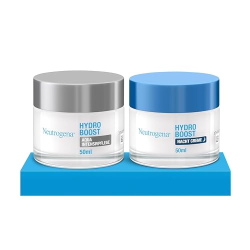 Neutrogena Hydro Boost Gesichtscreme, Revitalising Booster mit Hyaluron & Antioxidantien, ölfrei, 50 ml + Neutrogena Hydro Boost Nachtcreme mit Hyaluron, intensive Feuchtigkeit für jede Haut, 50ml