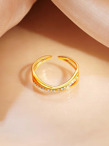 Image of 18K Gold Plated Statement Ring for Women | Stylish Classy Rings | Waterproof and Anti Tarnish Jewellery | Rakhi Gift for Sister | Gifts for Women | 1 Year Warranty*