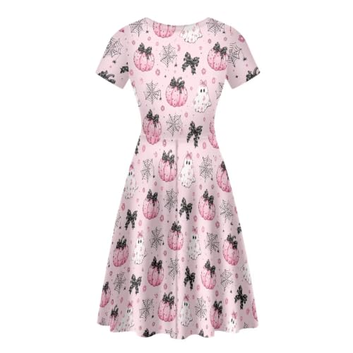 Image of POLERO Sunflower Dress for Women Floral Summer Dresses Short Sleeve Casual Sundresses Midi Dresses