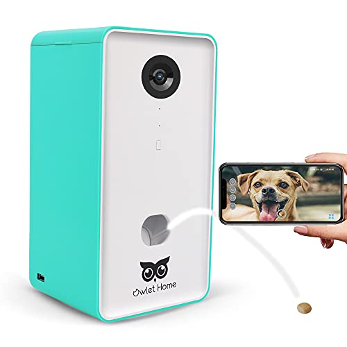 Owlet Home | Pet Camera with Treat Dispenser & Tossing for Dogs/Cats, WiFi, 1080P Camera, Live Video, Auto Night Vision, 2-Way Audio, Compatible with Alexa