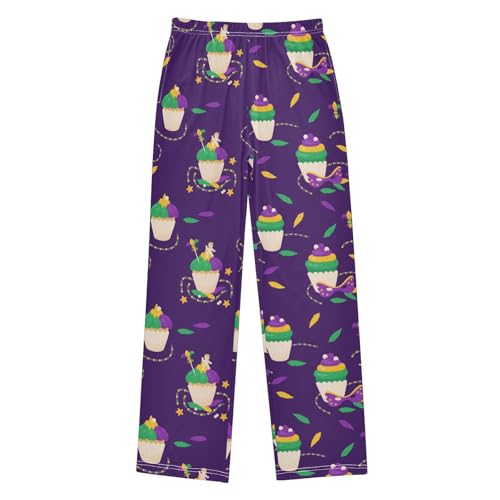 visesunny Boys Pants Mardi Gras Carnival Food Loose Jogger Pants Soft Elastic Trousers Long Bottoms with Pockets M