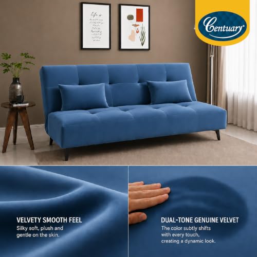 Image of Centuary EasyFlip Sofa Cum Bed, 3-in-1 Sofa,Recliner & Double Bed,Blue Dusk