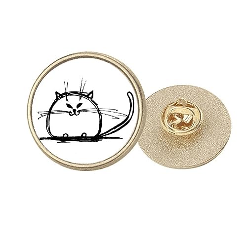 Broche chat bouclé ronde dorée en métal ciselé accessoire de haute qualité