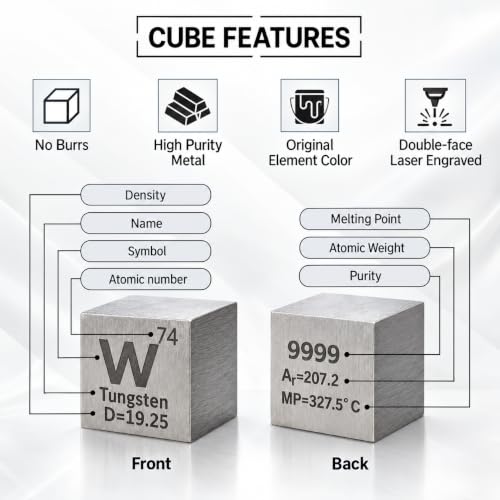 Image of 15 Piece Metal Cubes, Element Cube Set, Laser Engraved Density Set