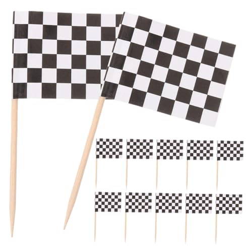 HONITANO 360 piezas Banderas de Cuadros Palillos Decorativos para Tartas y Cupcakes Decoración de Fiesta Temática Carreras Coche para Cumpleaños Bodas