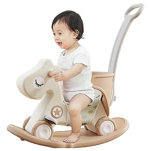 4 in 1 Rocking Horse Balance Bike Ride Toy for Toddler 1-3 Baby Rocking Toy for Baby Rocking Horse for Toddlers with Push Handle (B-Pink)