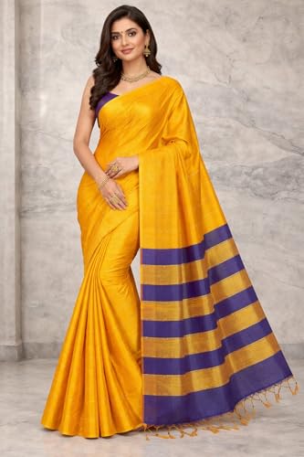 SR Handlooms and Textiles yellow mangalagiri silk saree – image 5