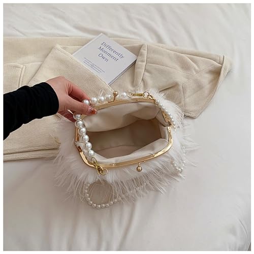 Image of Feather Purse Clutch For Women Ostrich Feather Handbag Shoulder Crossbody Evening Bag | Feather Purse