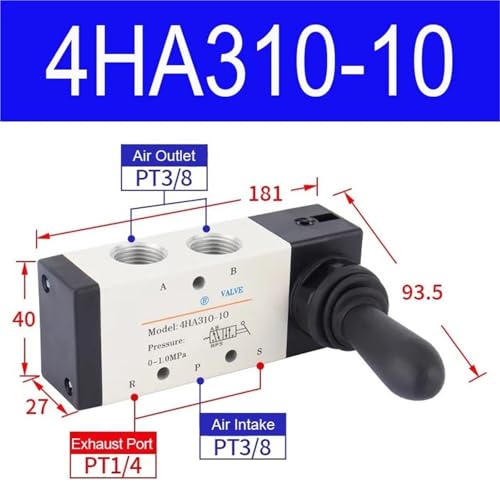 Vanne pneumatique 4HA310-10 à commande manuelle pour distributeur d'air comprimé