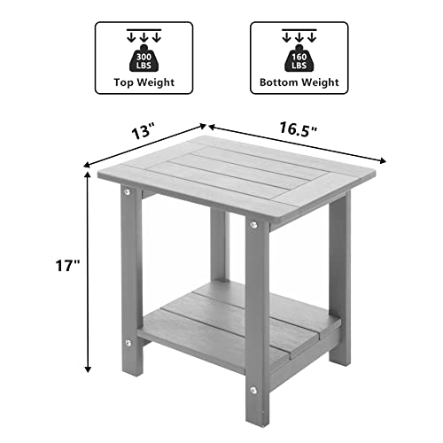 Image of Meluvici Double Adirondack Side Table Weather Resistant, Outdoor Rectangular End Table for Adirondack Chair, Light Grey