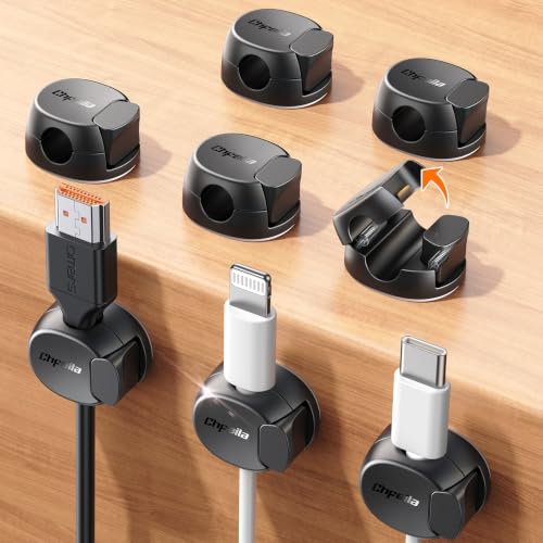 Chfeila 8-Pack Cable Clips, Quick-Lock Cord Organizer Black