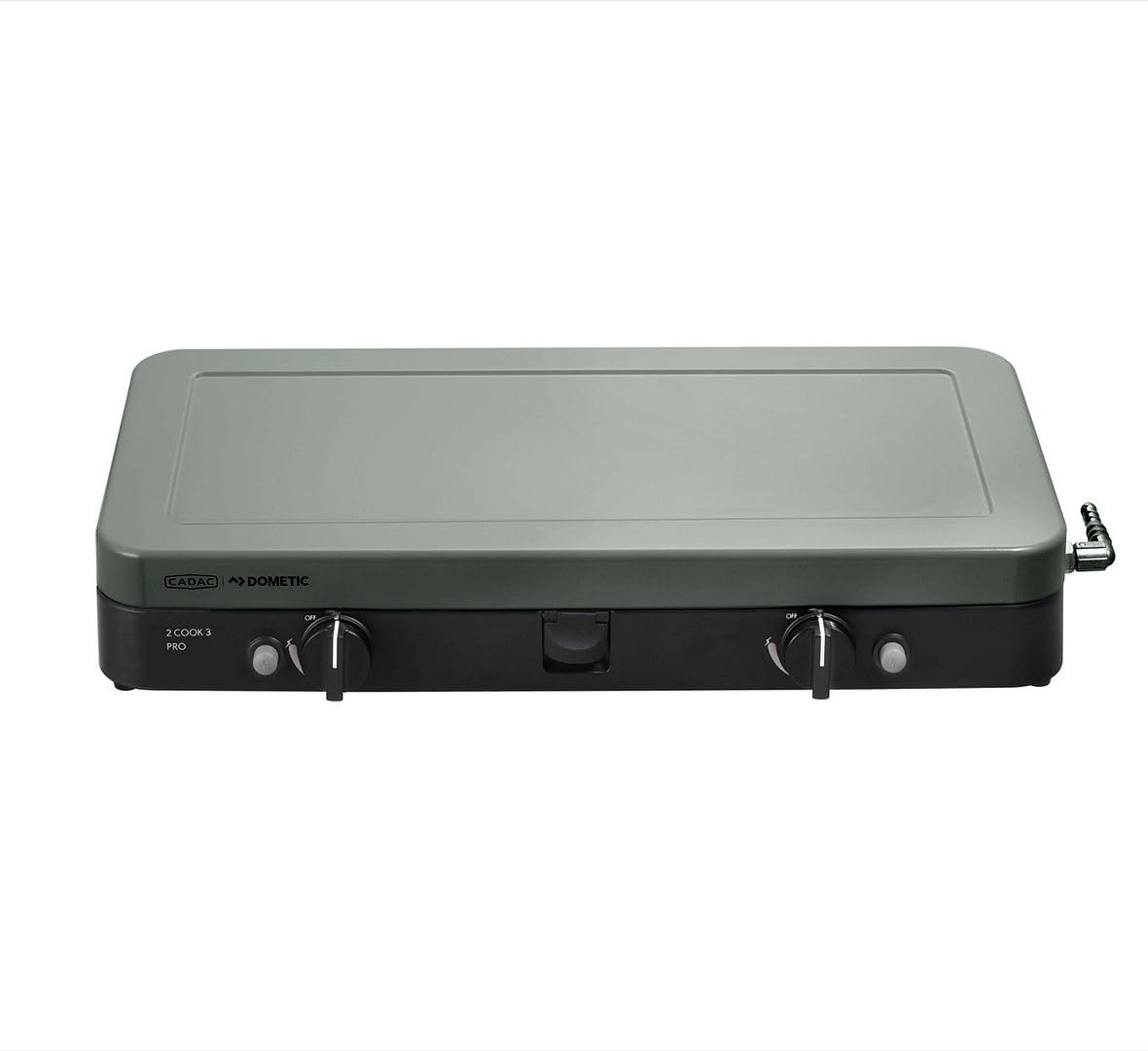 Parrilla de mesa portátil a gas CADAC 2-Cook 3 Pro – Estufa de camping 2 quemadores con encendido piezoeléctrico – Parrilla con cortavientos y bolsa de almacenamiento - Uso en exteriores