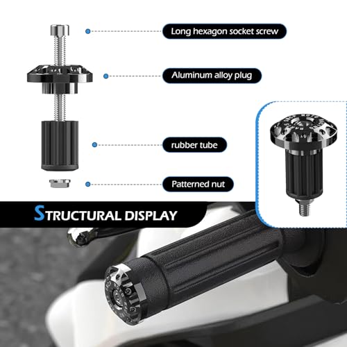 Image of 2 PCS Motorcycle Bar End Plug, Aluminum Alloy Handlebar Grip End Caps for Electric Car Scooters, Off-Road Motorcycles (Black)