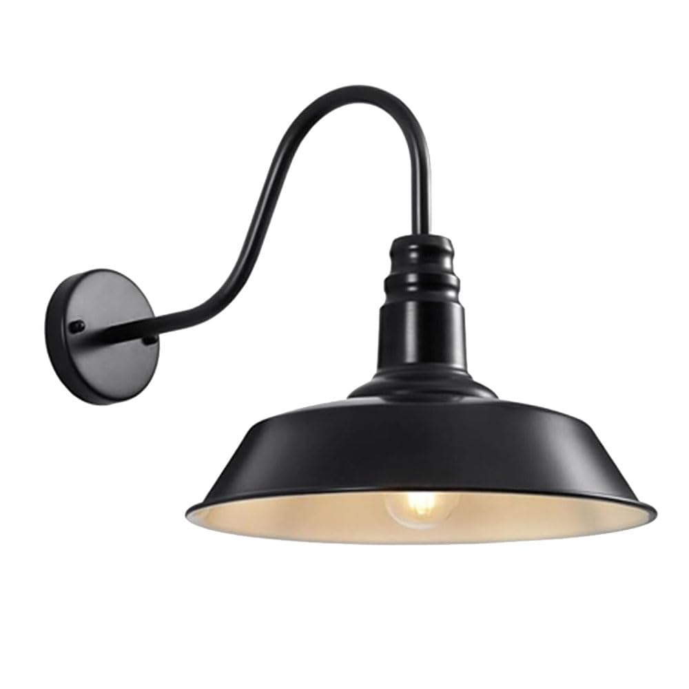 Moddeny IP54 Retro Outdoor Wall Light Black Iron Outdoor Barn Light Exterior Anti-Rust Waterproof Industrial Wall Light Farmhouse Wall Mount Light Fixture With Gooseneck For Garage Porch Patio