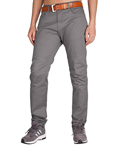 ITALY MORN Pantalones Chinos Grises Ajustados Hombre 5 Bolsillos Algodón (Medio Gris, 32)