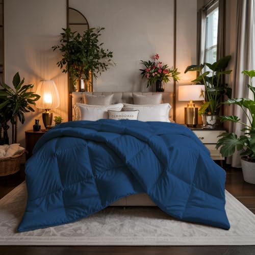 Image of Earthlycozy 500 GSM Premium Comforter - All-Season Down-Alternative, Lightweight, Breathable, Hypoallergenic and Machine Washable (Blue, Single)