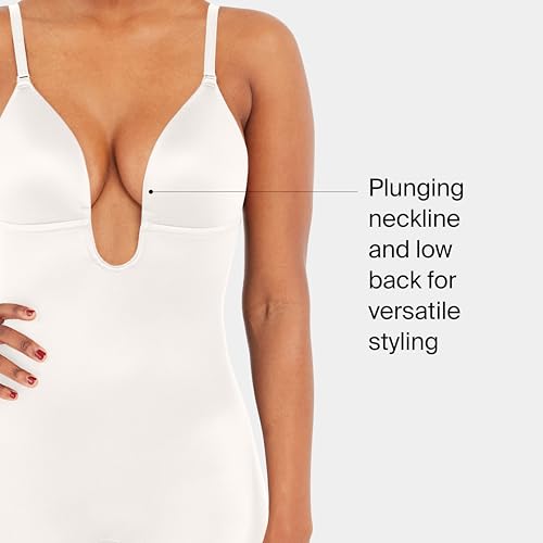 Image of SPANX SPANXshape Suit Your Fancy Plunge Low-Back Mid-Thigh Bodysuit - Comfortable One Piece - Medium Compression - Seamless