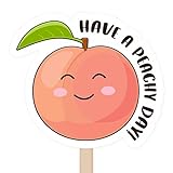 WUZYOU Cute Pink Peach Stickers, Funny Have a Peachy Day Peach Stickers for Small Business Mailbox Packages Packing, Thank You Smil Sticker 1.48' L X 1.69' H 400 PCS