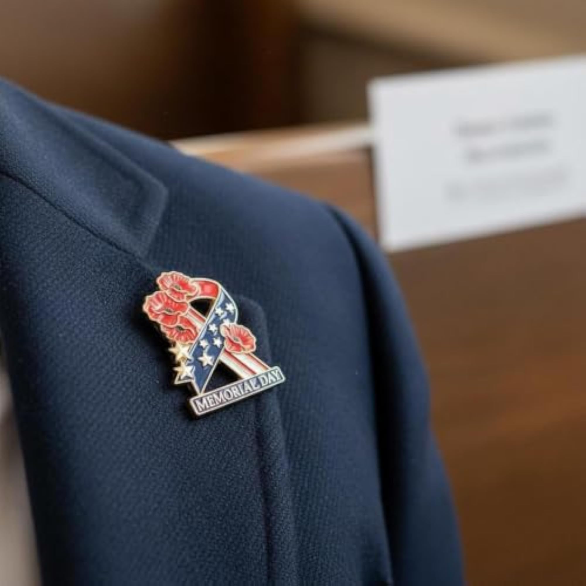Patriotic Ribbon Enamel Brooch for Remembrance Ceremony