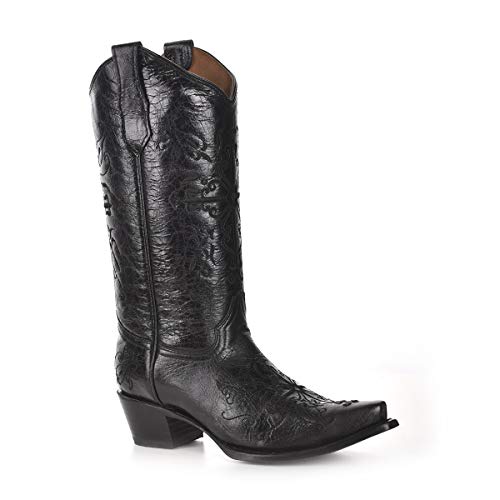 Image of Corral Boots Womens Embroidered Snip Toe Casual Boots Mid Calf Mid Heel 2-3 inch