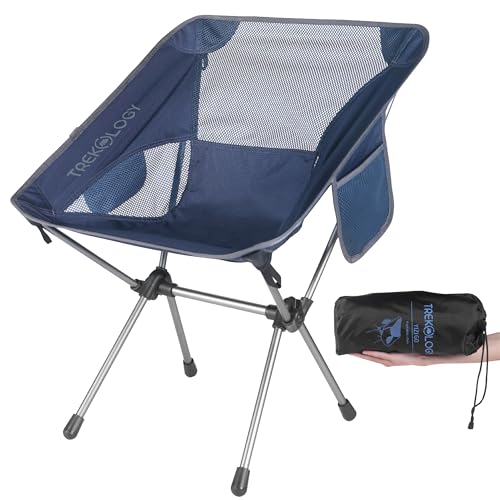 TREKOLOGY Chaise de Camping Portable YIZI GO - Chaise Pliante Compacte et Ultra-Légère dans Un Sac de Transport pour Randonneurs, Camping, Plage et Plein air. (Bleu)