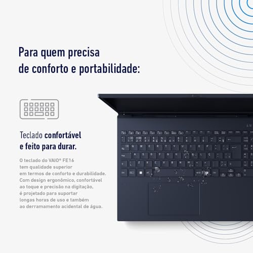 Notebook VAIO FE16 AMD Ryzen 5-5625U Linux 8GB 256GB SSD Wi-Fi 6 Tela 16" IPS WUXGA Antirreflexo - Cinza Grafite - VJFE69F11X-B0411H - Memória Expansível até 64GB